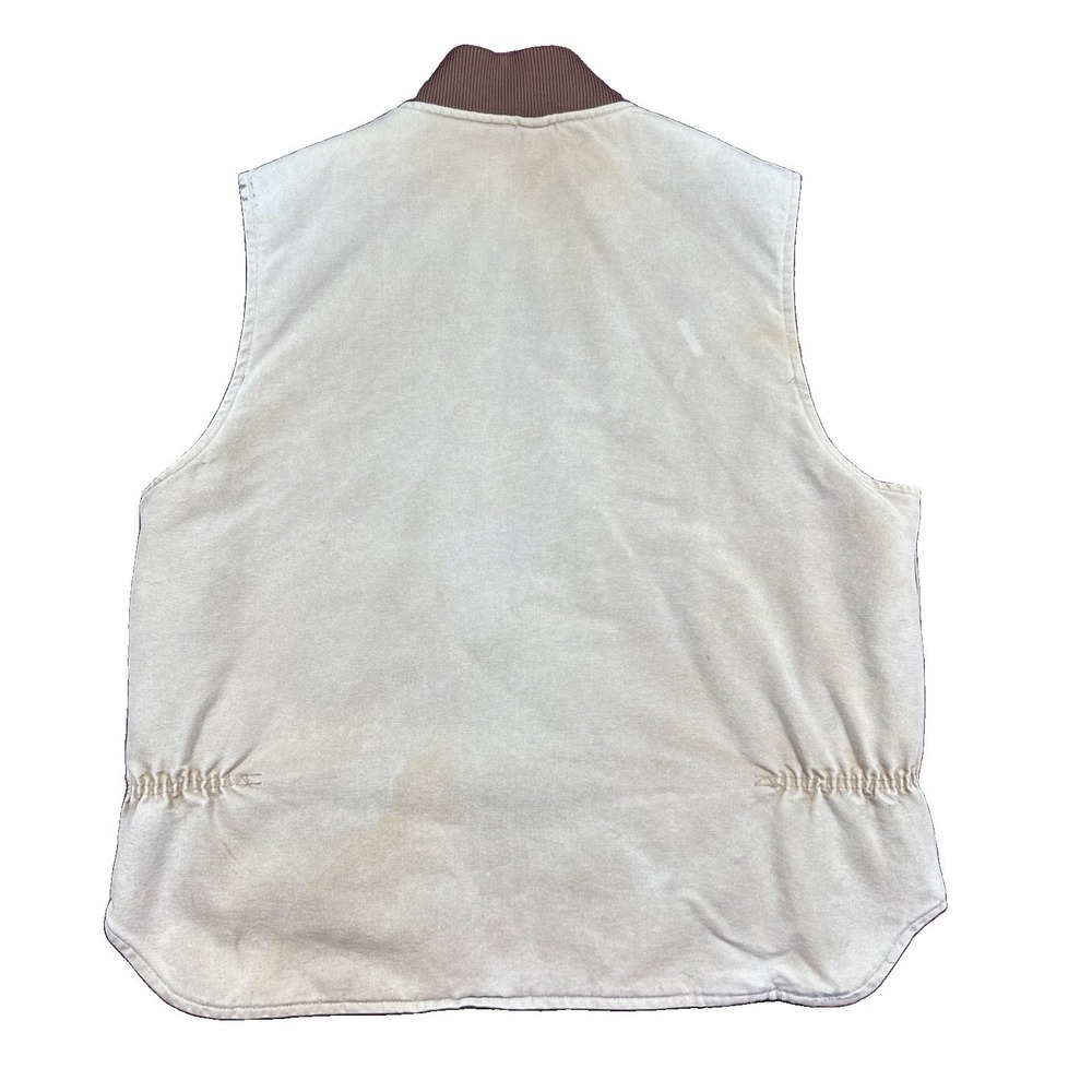 Vintage 90s Carhartt Quilt Lined Vest V01 Tan Cream XL Union USA Made Distressed - Picture 2 of 7